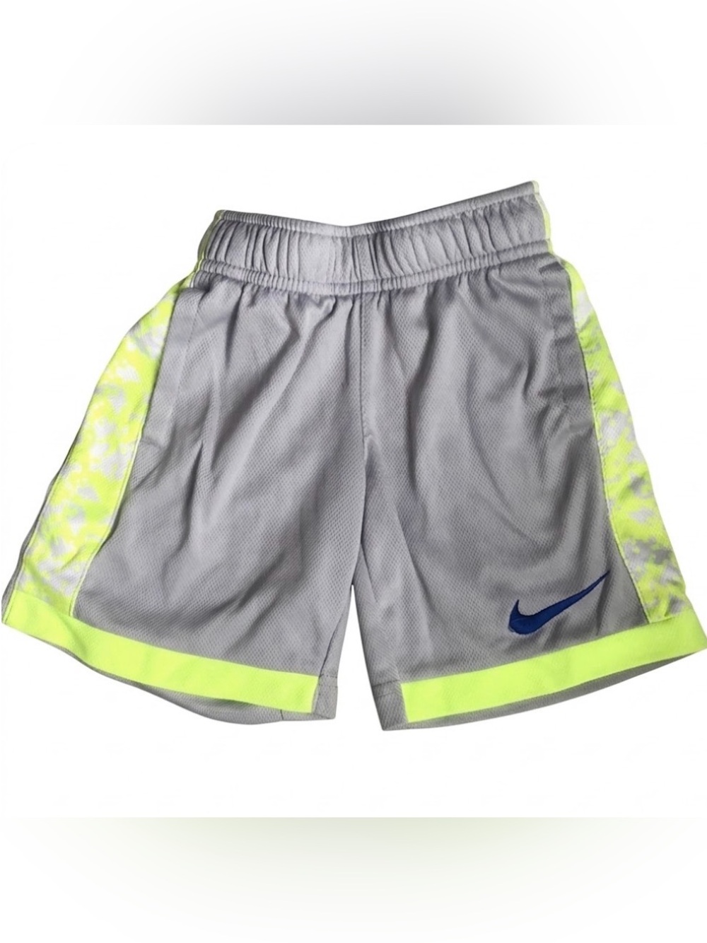 Nike Little Kids Gray and Neon Yellow Athletic Shorts, size 4